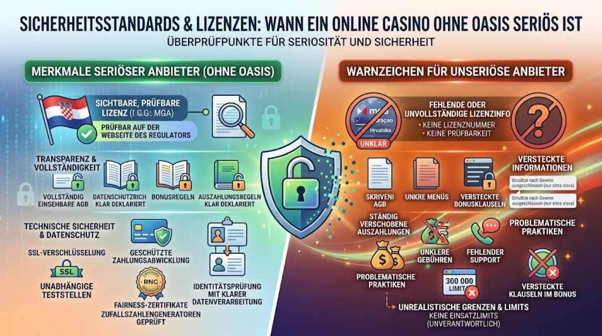 Casino ohne OASIS Sicherheitsstandards & Lizenzen
